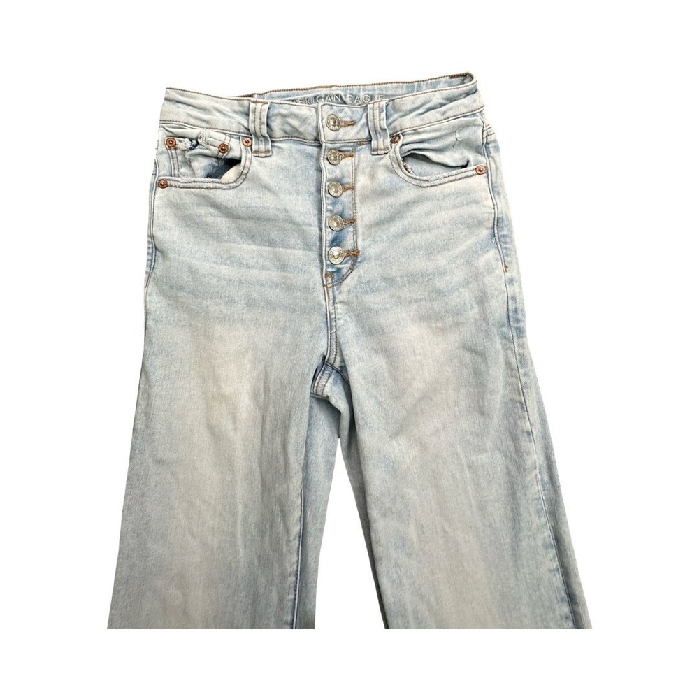 American Eagle Jeans Womens 6 Light Blue Super Hi-Rise Flare Button Fly Stretch - Picture 10 of 13